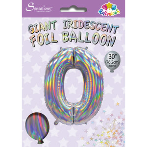 0 - 30" Silver iridescent  helium balloon