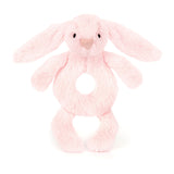 I am Bashful Pink Bunny ring rattle - Jellycat London