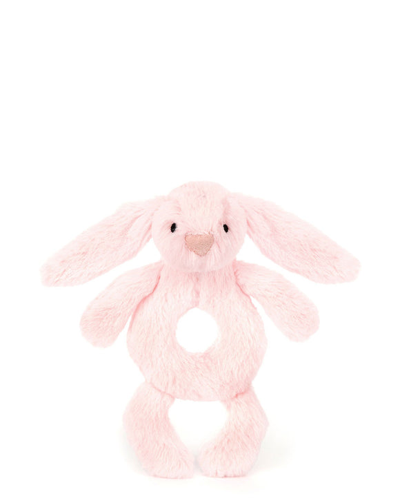 I am Bashful Pink Bunny ring rattle - Jellycat London