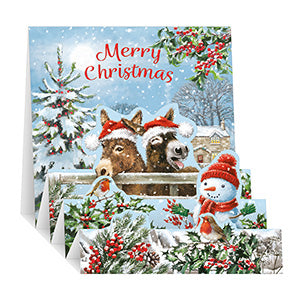 Two donkeys - Pop up Christmas card