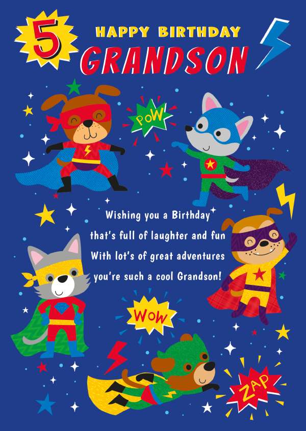Grandson 5th Birthday card