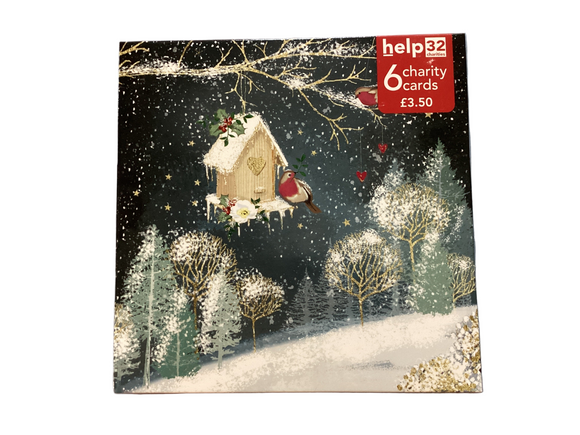 Robins and birdbox - Pack of 6 Charity Christmas cards