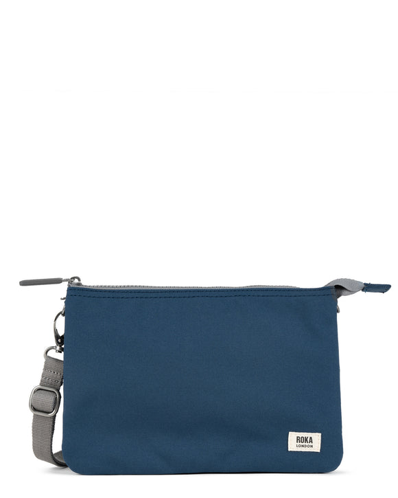 Carnaby Deep Blue Recycled Canvas XL Crossbody Bag - Roka London