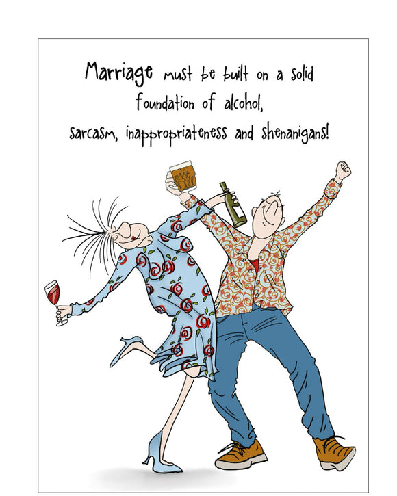 Marriage must be built on... - Camilla and Rose funny greetings card
