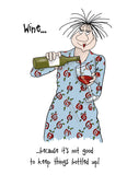 It's not good to keep things bottled up - Camilla and Rose funny greetings card