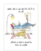 When a man says he'll fix it - Camilla and Rose funny greetings card