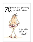 Just a bit lower - Camilla and Rose funny 70th Birthday card
