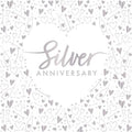 This pack of 16 paper napkins is the perfect finishing touch for 25th wedding anniversary party. Silver metallic text on each napkin reads "Silver Anniversary" and is surrounded by a deep border of shiny silver celebratory trimmings - bottles, glasses, hearts and cupid arrows.
