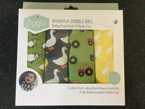Farmyard bandana dribble bib set
