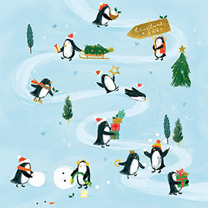 Playful penguins- Pack of 6 Charity Christmas cards