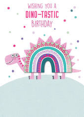 Pink dino - child's birthday card