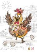 Harriet Hen  - Bug Art greetings cards