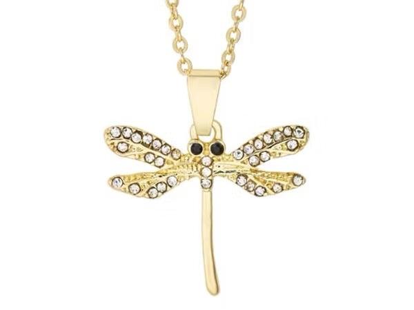 Gold Dragonfly crystal necklace - Indulgence Jewellery
