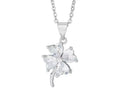Rhodium cz crystal four leaf clover necklace - Indulgence Jewellery
