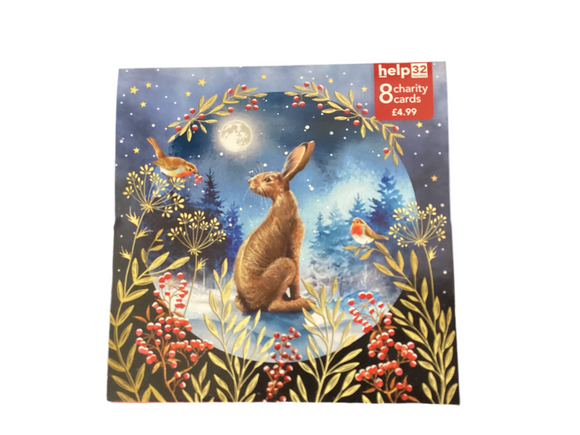 Hare in the snow - Pack of 8 Charity Christmas cards
