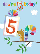 Squirrel with tattoo - 5th Birthday card