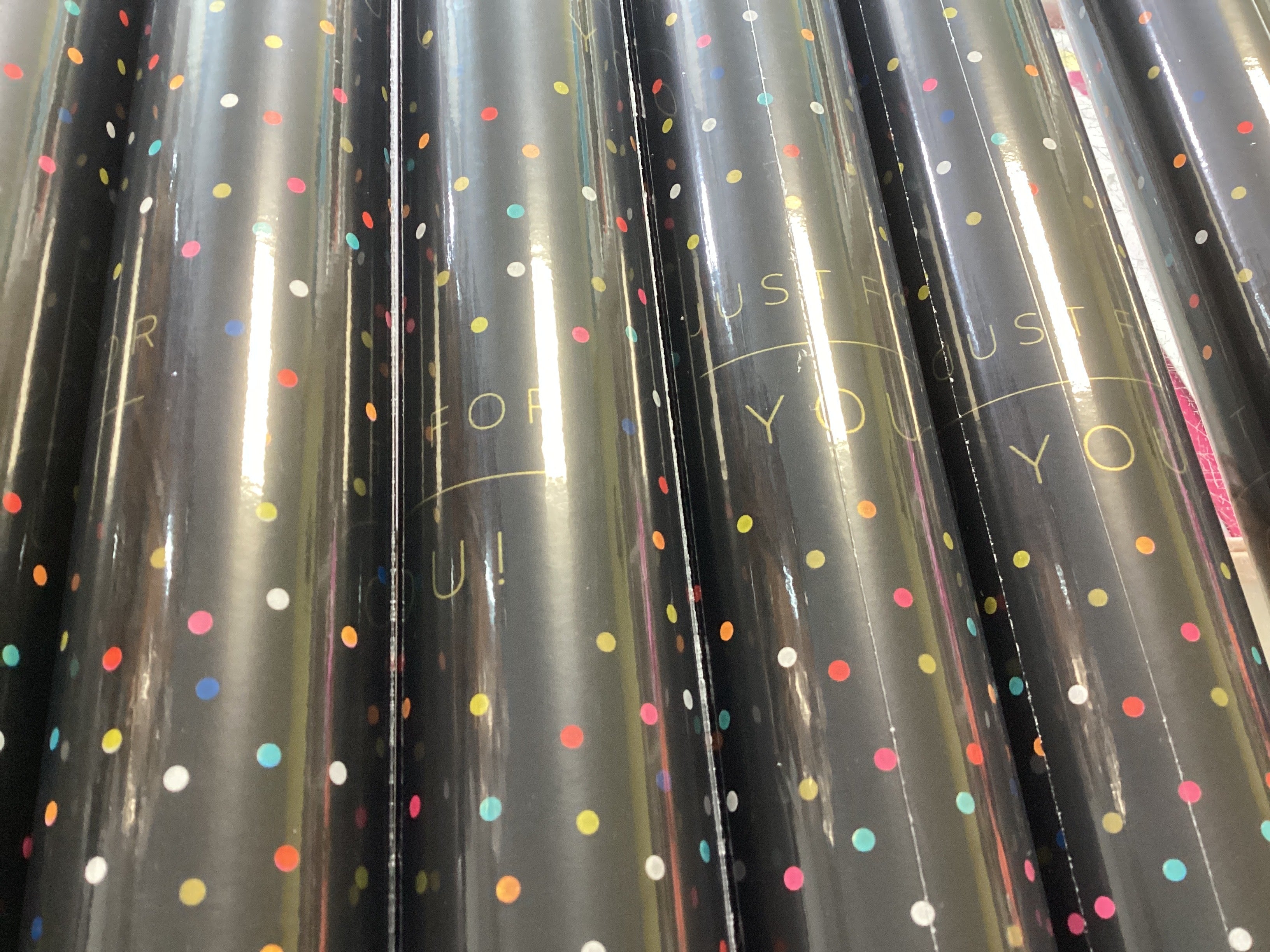 Rolled Wrap Just for You Black Spotty - Wrapping Paper