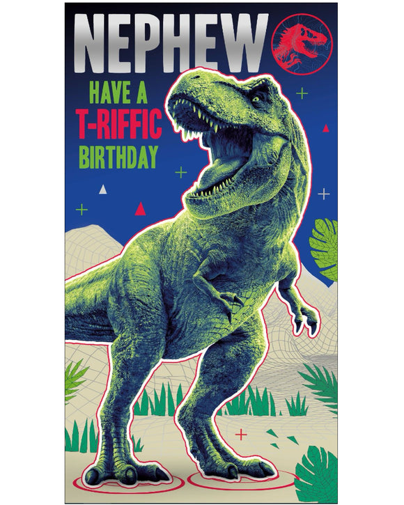 Nephew have a t-riffic birthday - Jurassic World birthday card