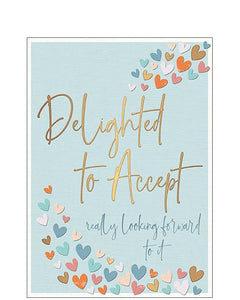 Modern Acceptance card with gold foil text and heart design