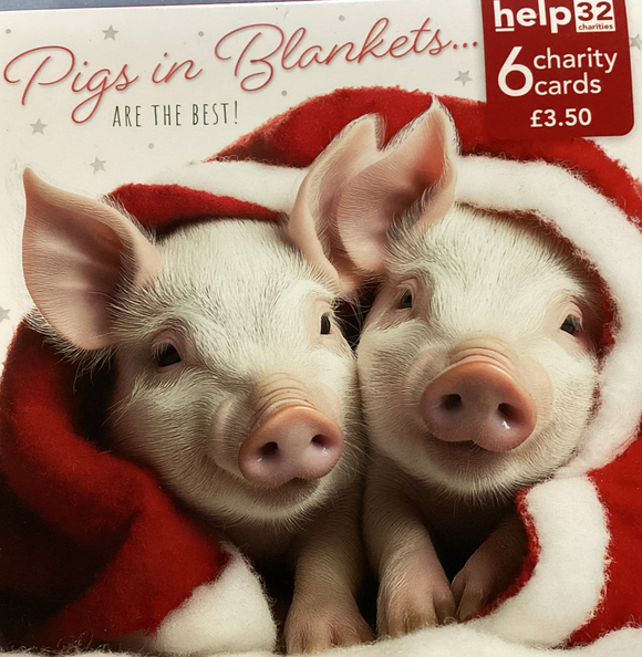 Pigs in blankets - Pack of 6 Charity Christmas cards