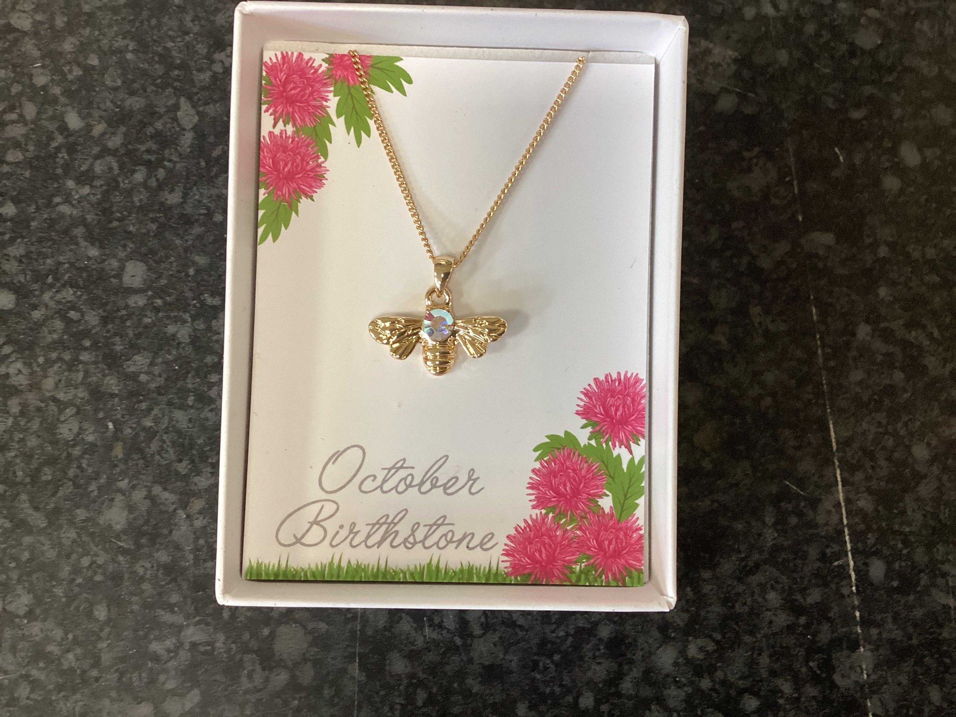 Gold Bee October - Necklace