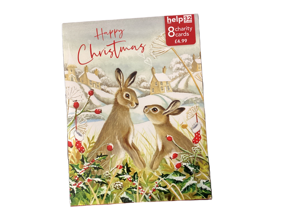 Two hares - Pack of 8 Charity Christmas cards