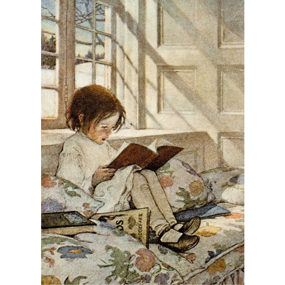 Girl reading -  blank Card