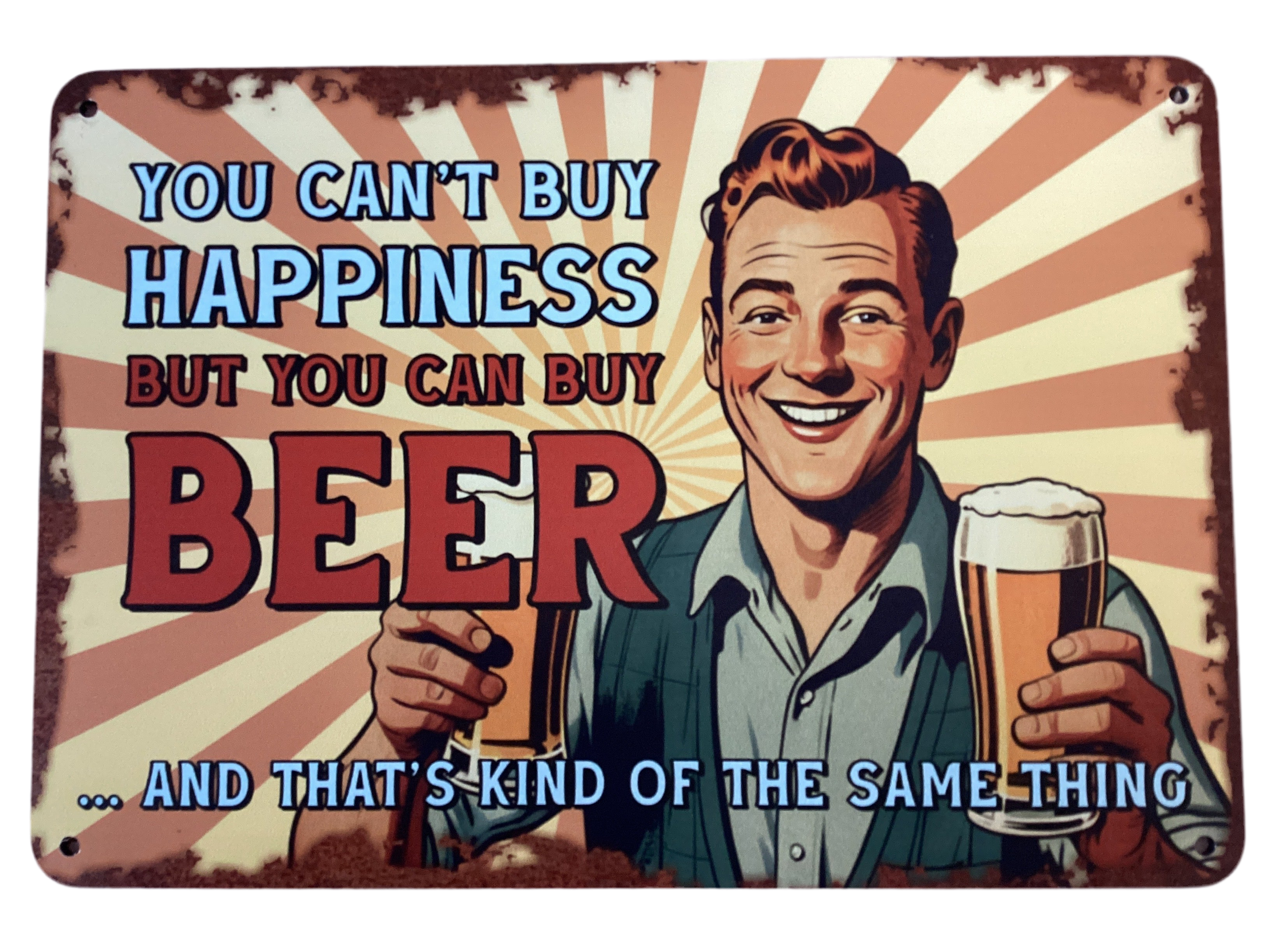 You can't buy happiness... Retro metal sign