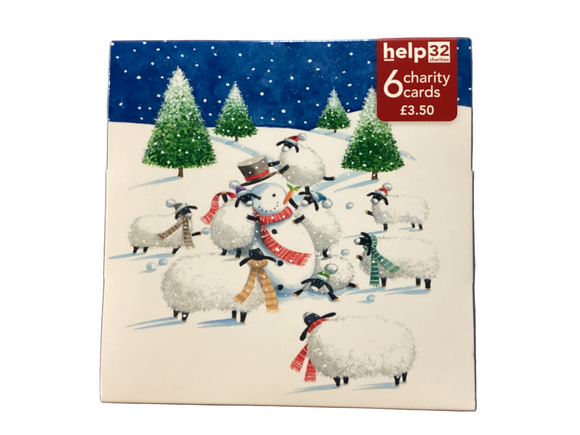 Snowman and sheep - Pack of 6 Charity Christmas cards