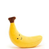 Jellycat's fabulous fruit Banana is so laid-back, lounging in stretchy golden fur! With a dapper brown stalk, stitchy peel and a splendid sunny smile, this bright banana might just hang out for a while!