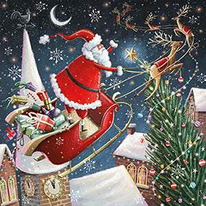 Santa & sleigh - Pack of 6 Charity Christmas cards