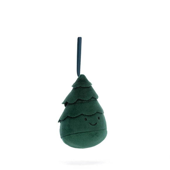 A hanging Christmas decoration, Jellycat's Christmas tree is a rich green colour with a smiley face.  Unbelievably soft and splendidly cute. Finished with green ribbon for hanging.