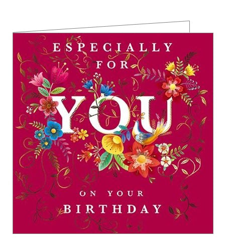 This is a stunning range of birthday cards, reminiscent of traditional European folk art. White text in the centre of the card reads 