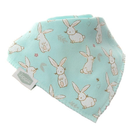 Mint Bunnies dribble bib - Ziggle Baby