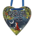 Beautiful hanging ceramic heart covered with artwork by Stacey McNeill from the Fox under the moon range