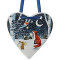 Beautiful hanging ceramic heart covered with artwork by Stacey McNeill from the Fox under the moon range
