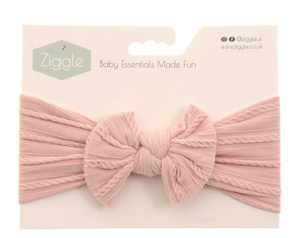Rose pink bow baby turban headband