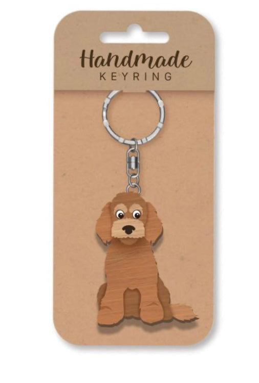 Cockapoo wooden keyring