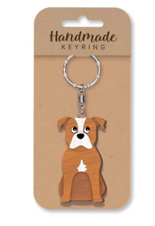 Staffie wooden keyring