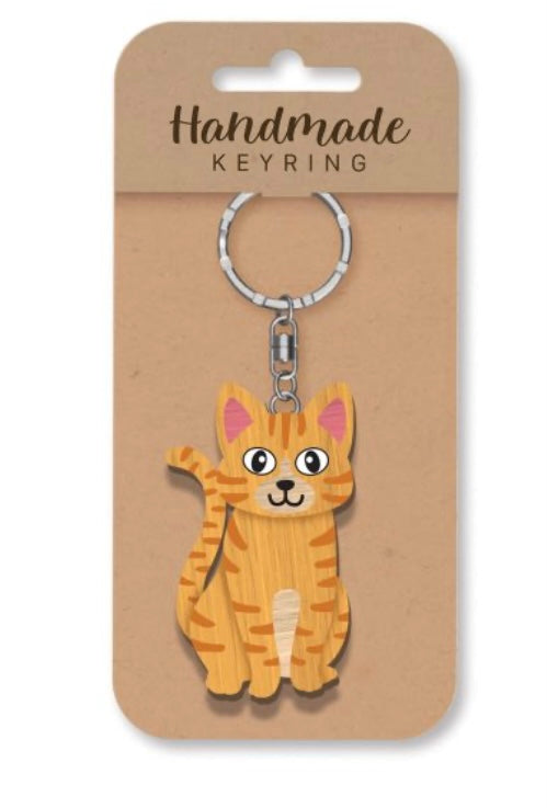 Tabby wooden keyring
