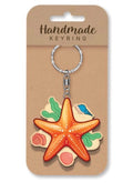 Star fish wooden keyring