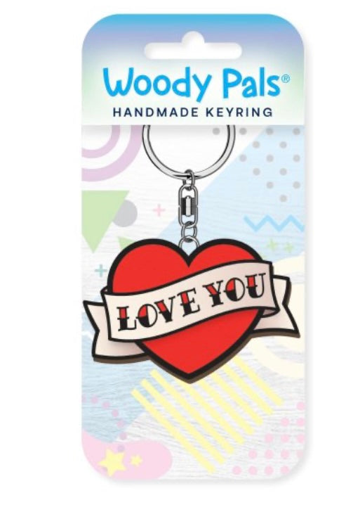 Love tattoo wooden keyring