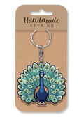 Peacock wooden keyring