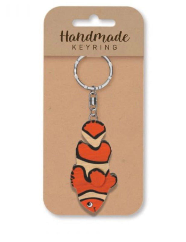 Clownfish wooden keyring