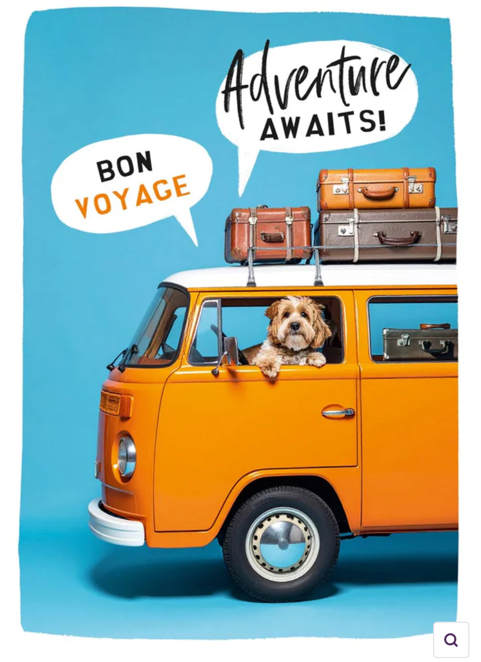 Bon Voyage card Adventure Awaits Camper Van - Leaving Card