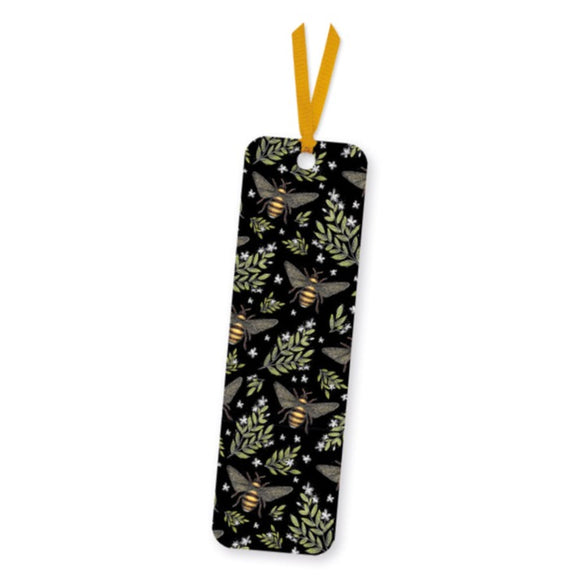 This bookmark is decorated with a repeating pattern of honey bees and flowers on a black background. These bookmarks are a great gift for every book lover - be they friend, family or yourself.