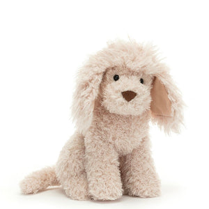 Jellycat's Georgiana Poodle has the prettiest fur in delicate tufts of champagne. Sitting sweetly, this curious friend is listening keenly with long scruffed ears. Ready to jump up on fluffy haunches and wag her bonny curved tail, Georgiana's ready for the next adventure.