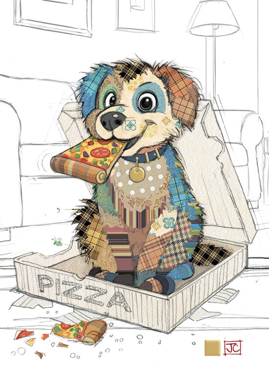 Pedro Pup - Bug Art blank greetings card