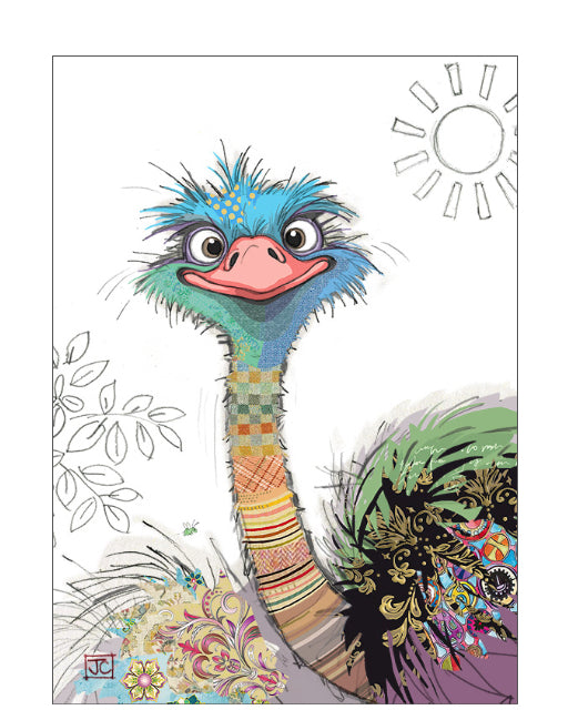 Oscar Ostrich - Bug Art greetings cards