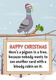Pigeon in a tree - funny Christmas card